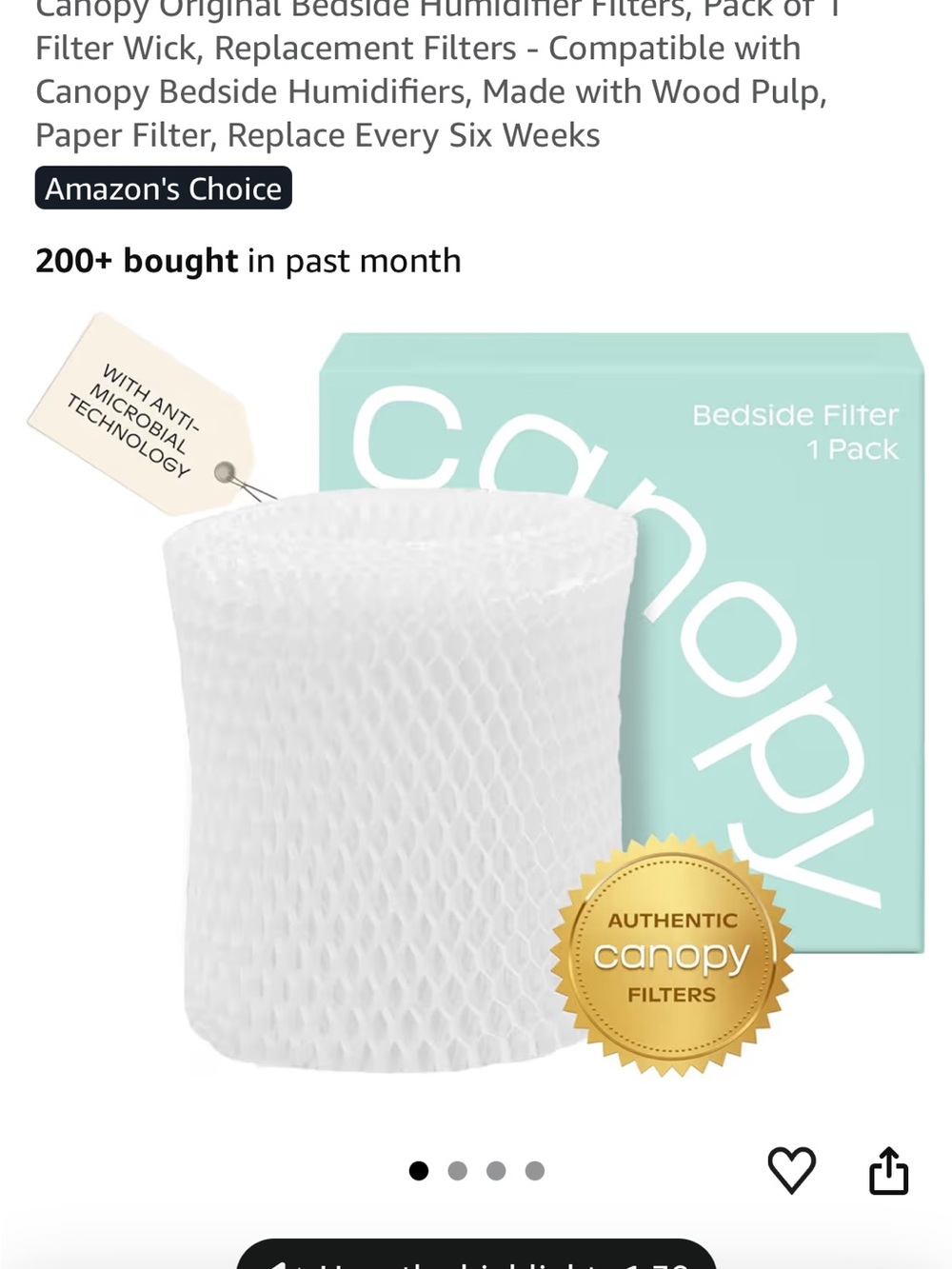 Humidifier replacement filters